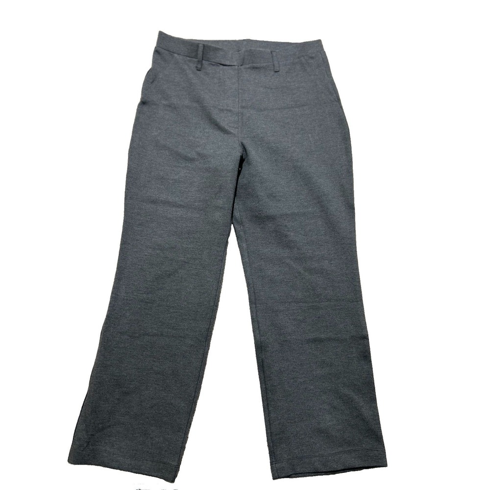 Quince Women's L Ultra-Stretch Ponte Straight Leg Pant Charcoal Pull On